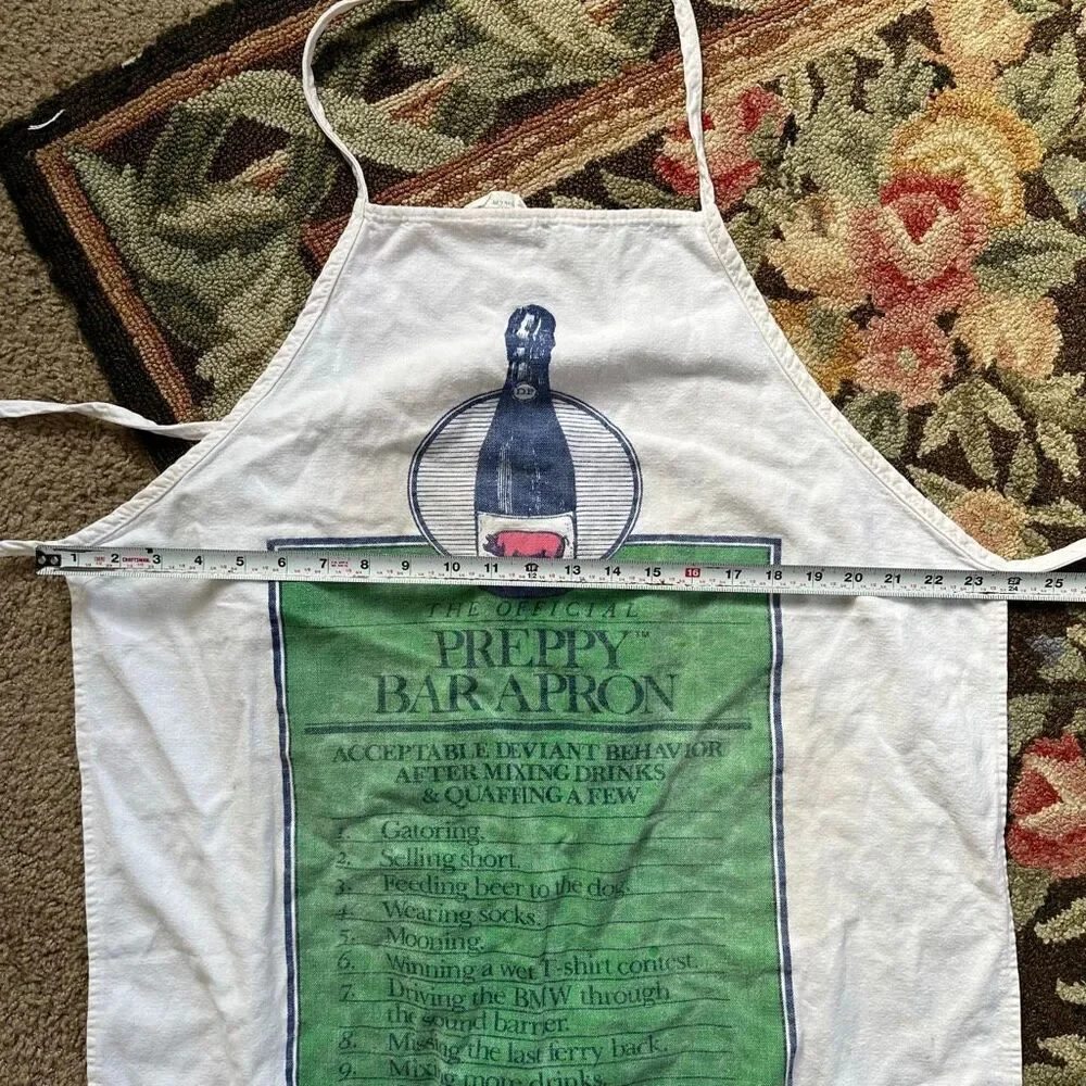 VTG 80s Official Preppy Bar Apron Workman NYC Nantucket Humor Rare